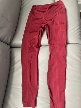 90 Degree By Reflex Deep Red High-Waist Workout Leggings